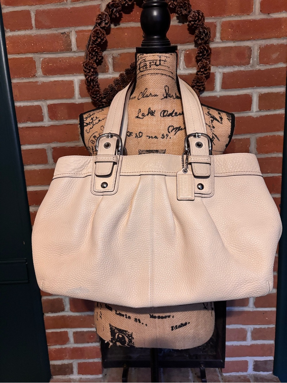 Coach Y2K SoHo Pebbled Leather Tote with Pink Lining. Back to school